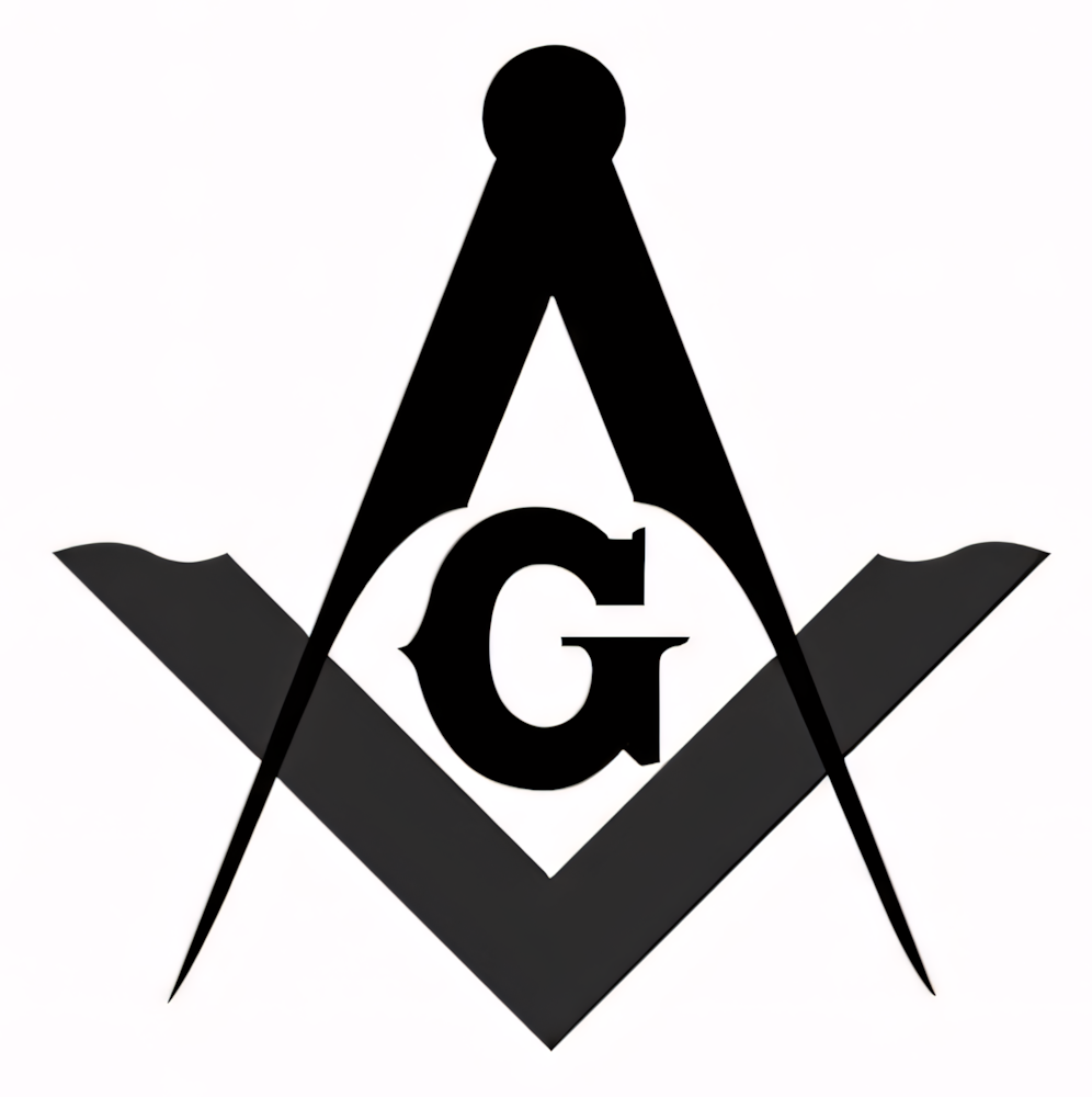 Square and compasses Masonic emblem with the letter G for Roswell Lodge No. 18